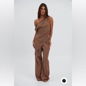 Bronzesnake cotton One-Shoulder set